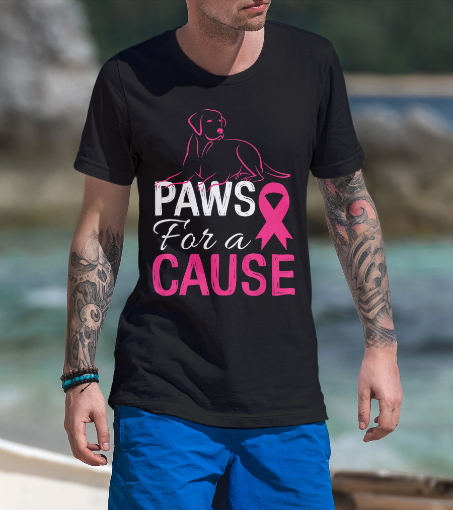 Paws For A Cause Breast Cancer Awareness Pink T-Shirt