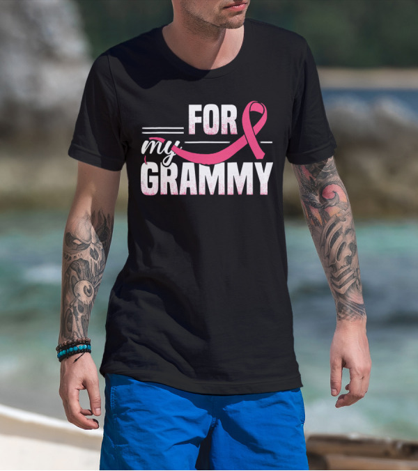 For My Grammy Pink Ribbon Breast Cancer Awareness T-Shirt
