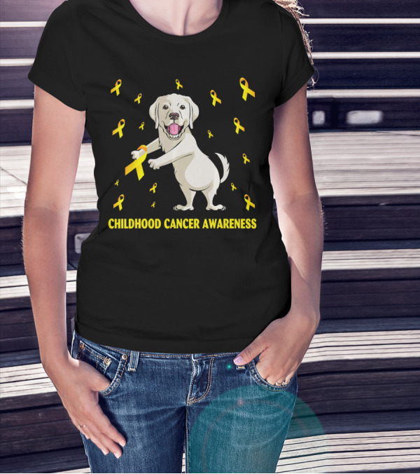 Childhood Cancer Awareness Flossing Labrador Gold T-Shirt