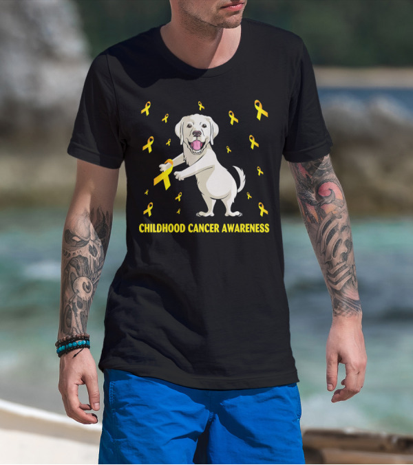 Childhood Cancer Awareness Flossing Labrador Gold T-Shirt