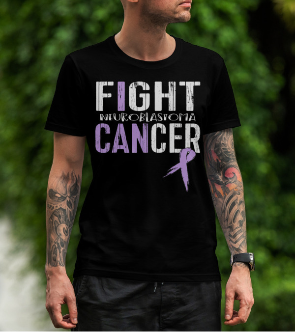FIGHT NEUROBLASTOMA CANCER Purple Ribbon Awareness T-Shirt
