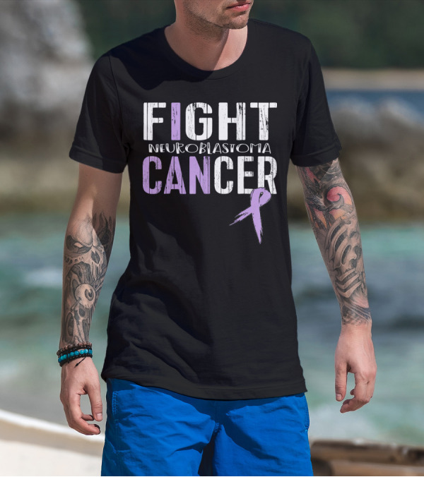 FIGHT NEUROBLASTOMA CANCER Purple Ribbon Awareness T-Shirt
