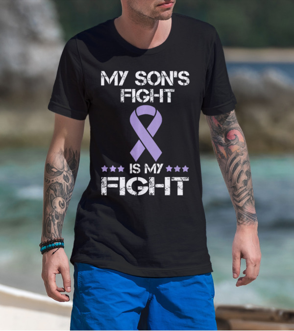 My Son's Fight Is My Fight Purple Ribbon Awareness T-Shirt