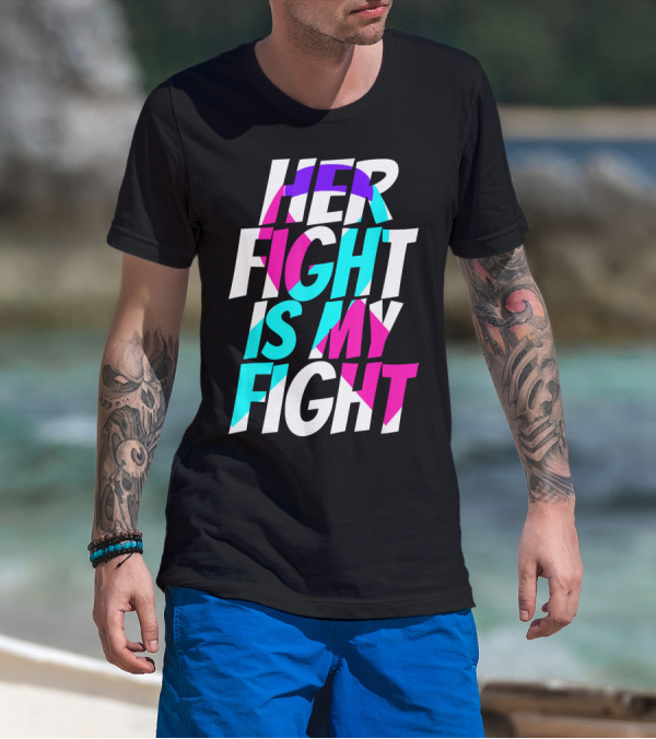 Her Fight Is My Fight Ribbon Thyroid Cancer Awareness T-Shirt