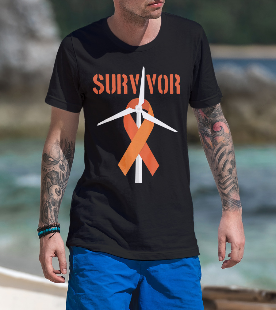 Survivor Windmill Orange Ribbon Cancer Awareness T-Shirt