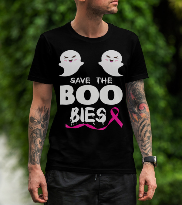 Save The BOO Bies Ghosts Pink Ribbon Breast Cancer Support T-Shirt
