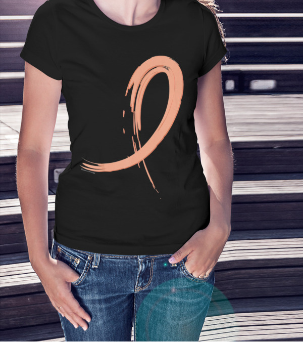 Endometrial Cancer Peach Ribbon Graffiti T-Shirt