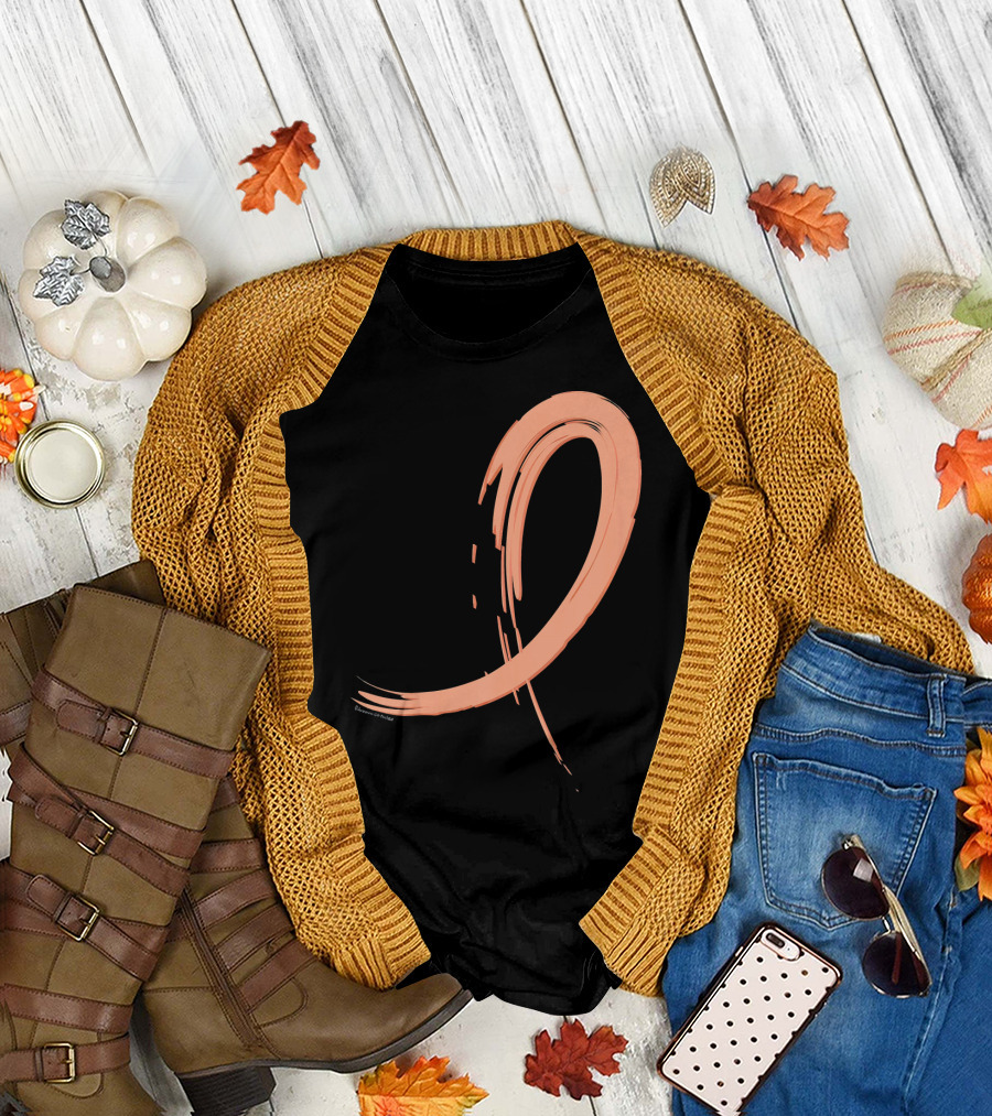 Endometrial Cancer Peach Ribbon Graffiti T-Shirt