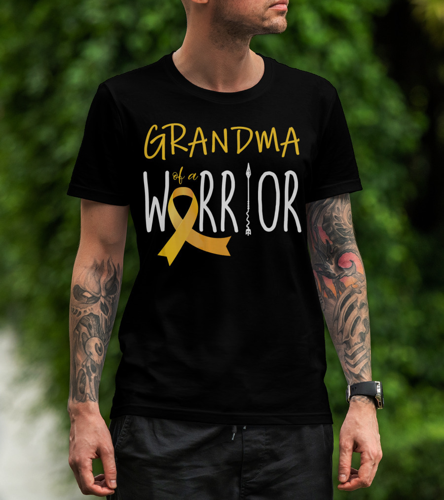 Grandma Of A Warrior Childhood Cancer Awareness T-Shirt