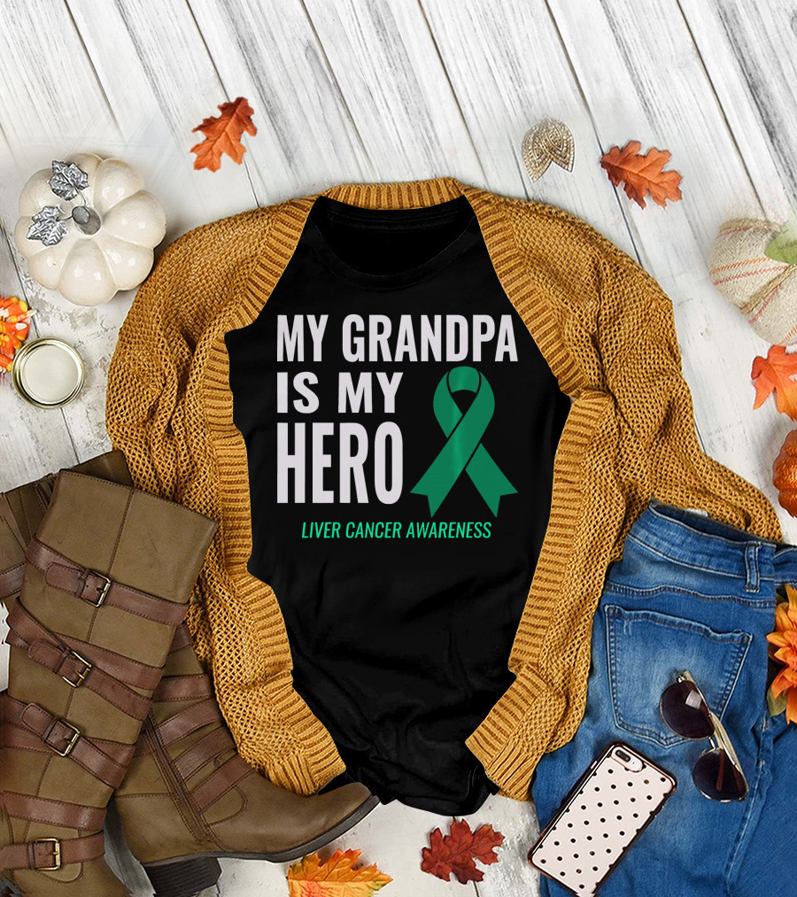 My Grandpa Is My Hero Liver Cancer Awareness T-Shirt