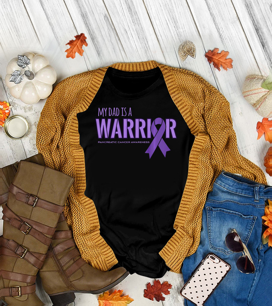 My Dad is a Warrior Pancreatic Cancer Awareness T-Shirt