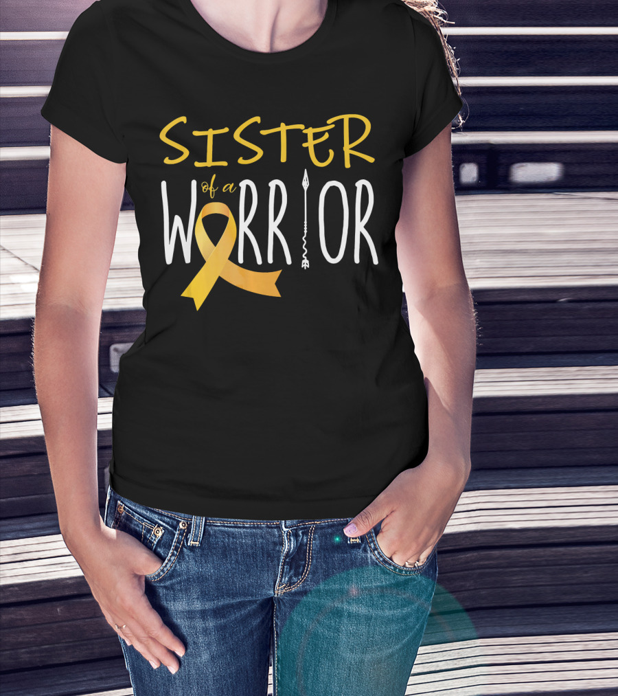 Sister Of A Warrior Childhood Cancer Awareness T-Shirt