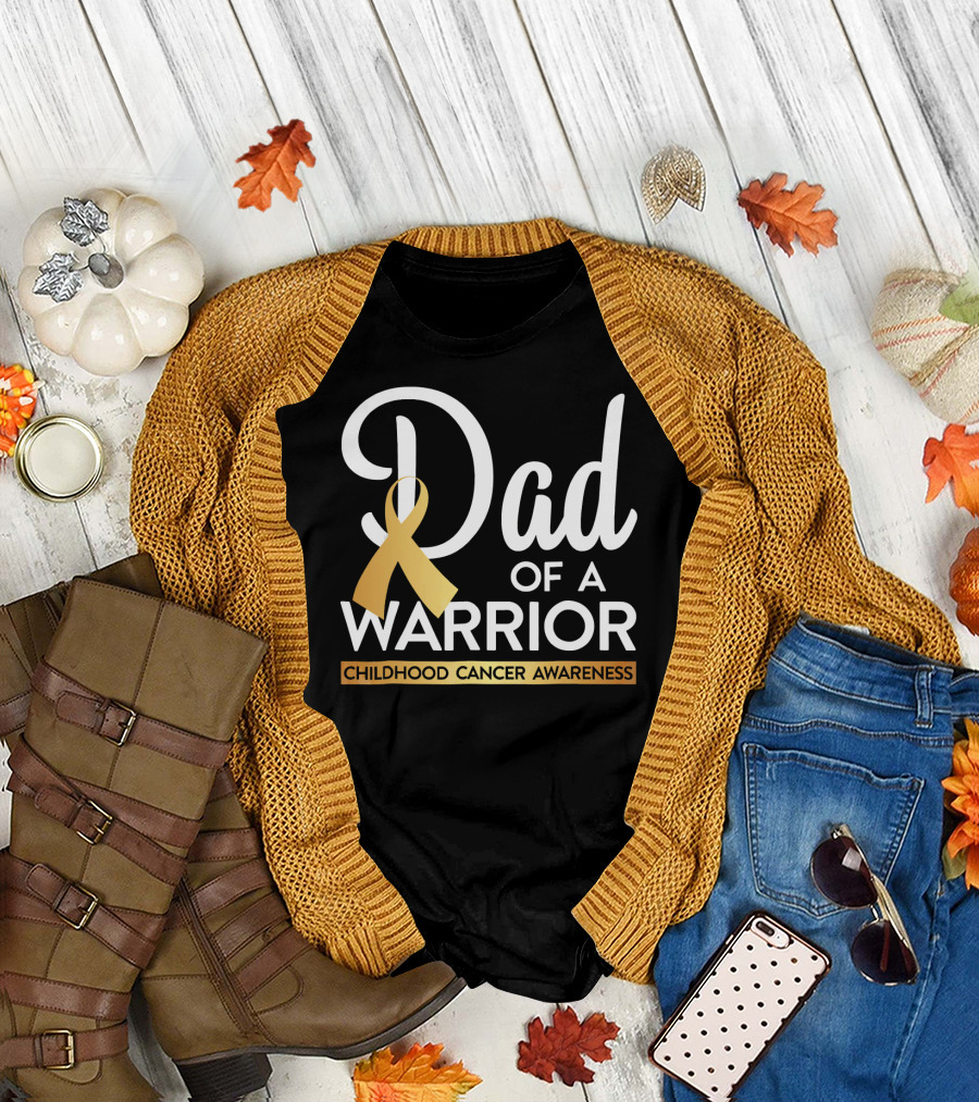 Dad Of A Warrior Childhood Cancer Awareness T-Shirt
