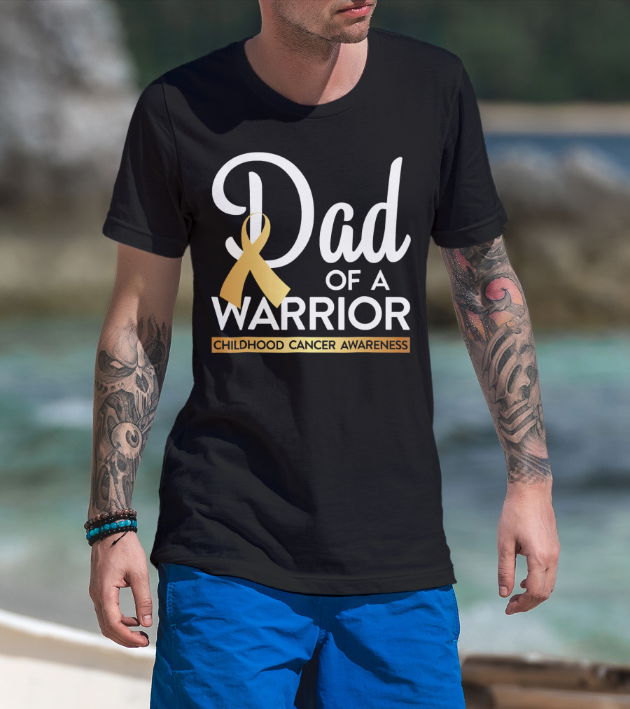 Dad Of A Warrior Childhood Cancer Awareness T-Shirt