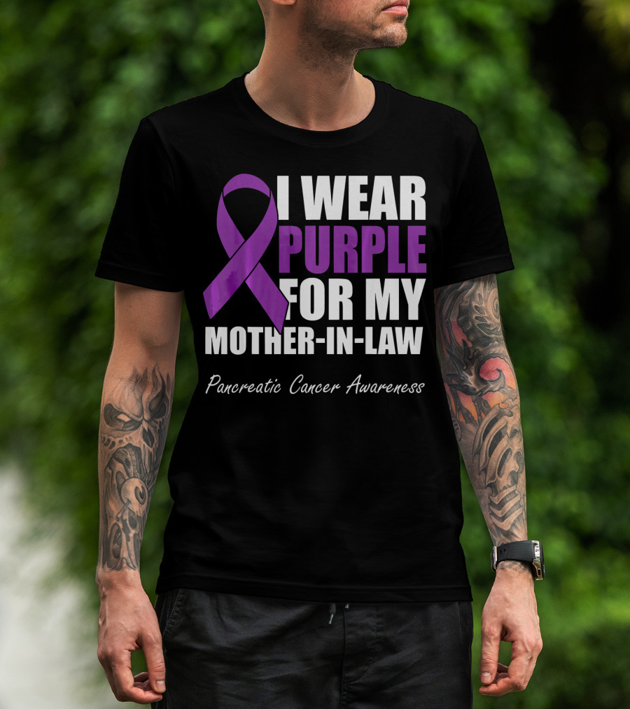 I Wear Purple For My Mother-In-Law Pancreatic Cancer Awareness T-Shirt