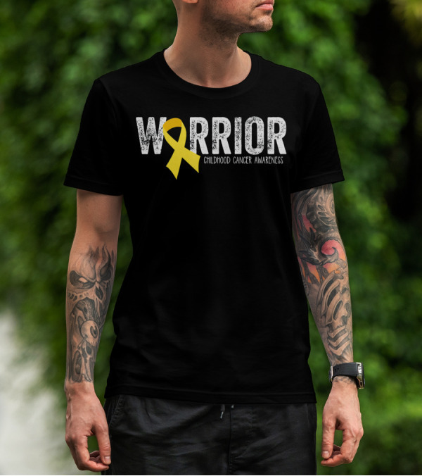 Warrior Yellow Ribbon Childhood Cancer Awareness T-Shirt