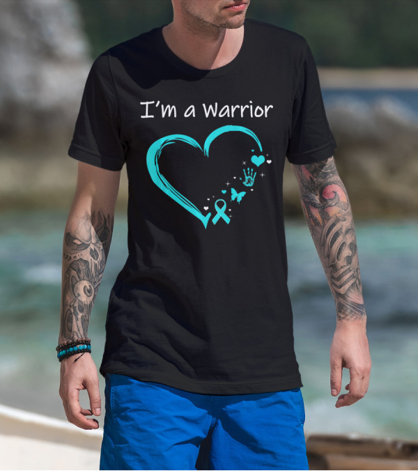 I'm A Warrior Ovarian Cancer Heart Awareness T-Shirt