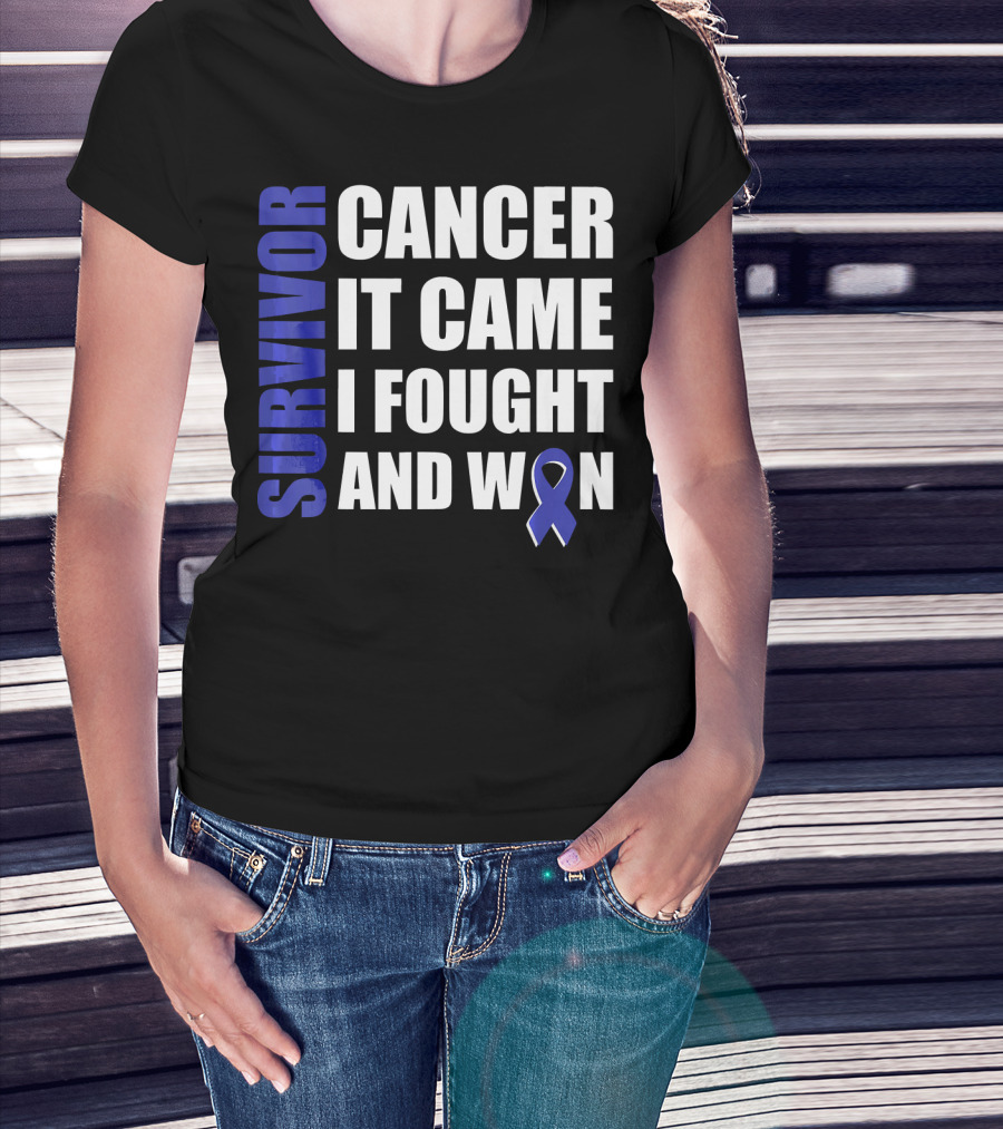 Survivor Cancer It Came I Fought And Won Blue T-Shirt