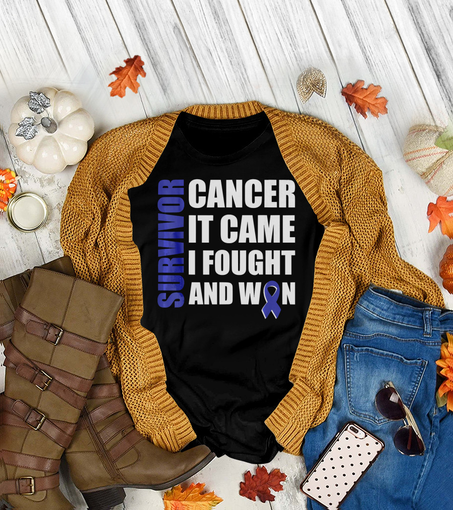 Survivor Cancer It Came I Fought and Won Blue T-Shirt