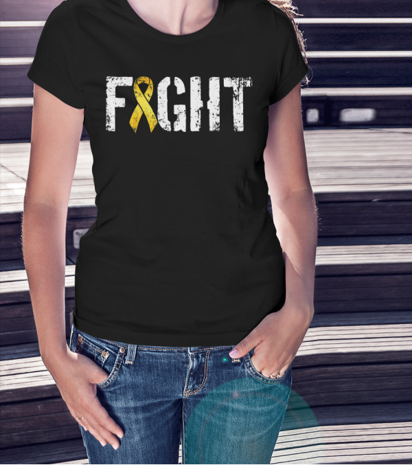 Fight Childhood Cancer Yellow Ribbon Military Style Go T-Shirt