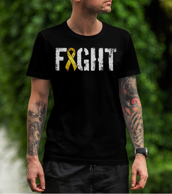 Fight Childhood Cancer Yellow Ribbon Military Style Go T-Shirt