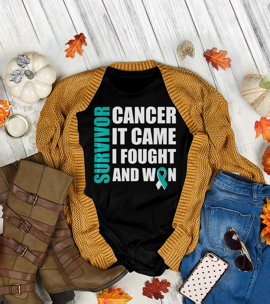 Survivor Cancer It Came I Fought and Won Cervical Cancer Awareness Fight Cancer T-Shirt