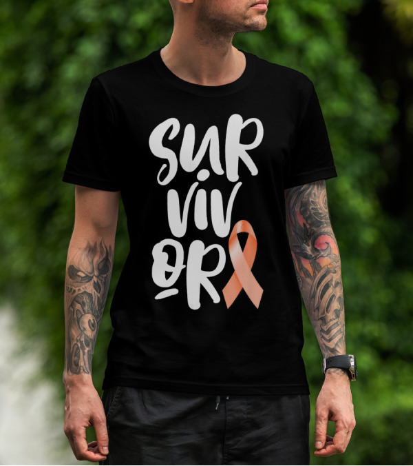 Survivor Uterine Cancer Peach Ribbon Awareness T-Shirt