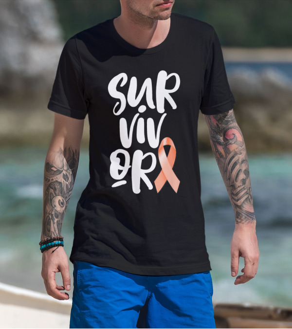 Survivor Uterine Cancer Peach Ribbon Awareness T-Shirt