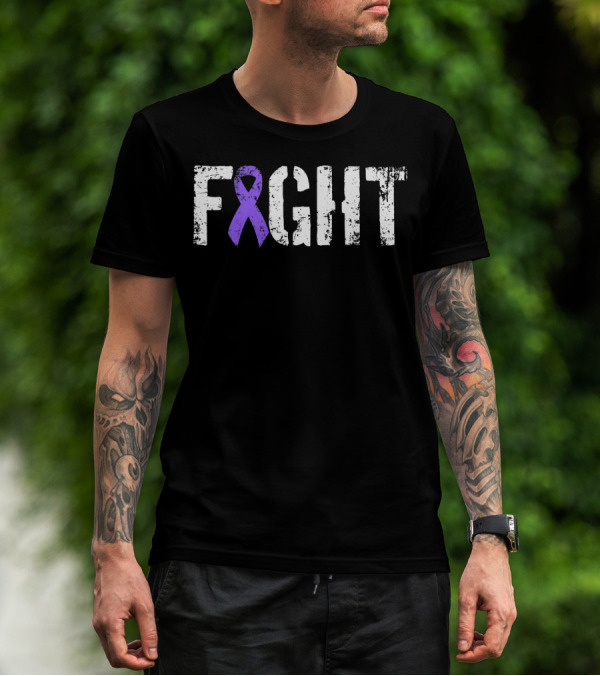 Fight Hodgkins Lymphoma Cancer Purple Ribbon Awareness T-Shirt