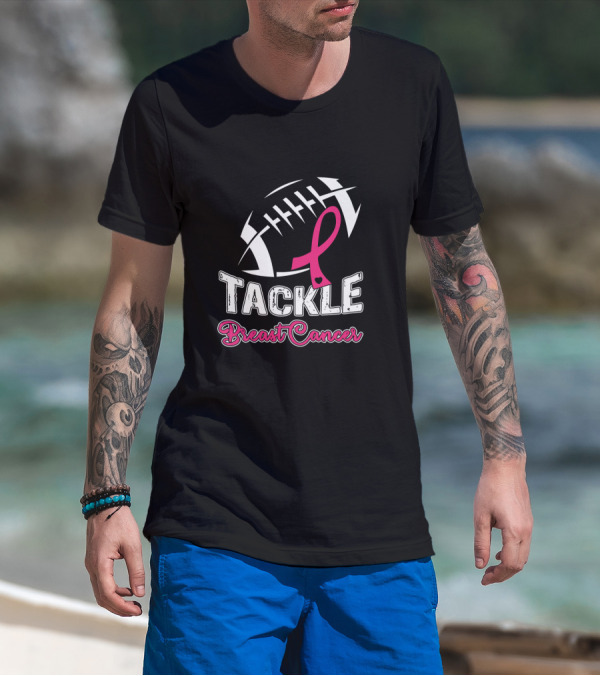 Tackle Breast Cancer Awareness Football T-Shirt