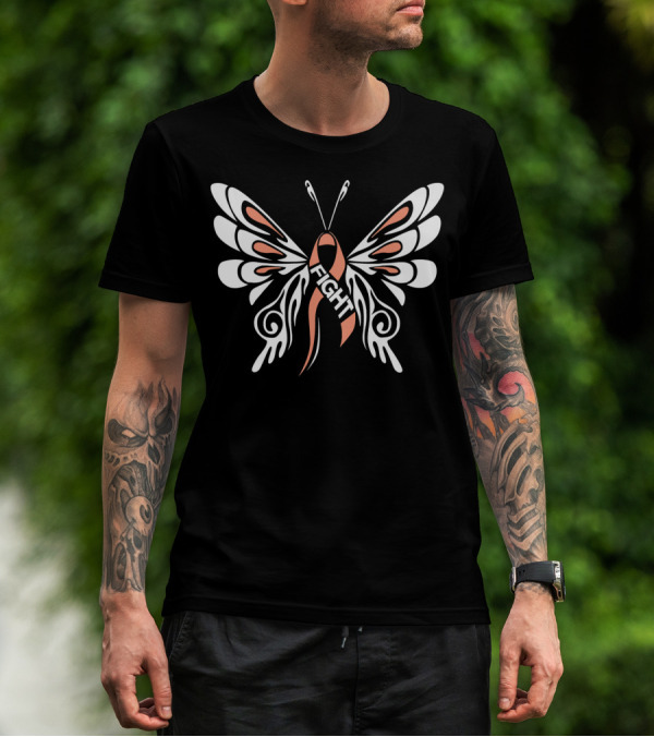 Uterine Cancer Awareness Butterfly Ribbon Fight T-Shirt