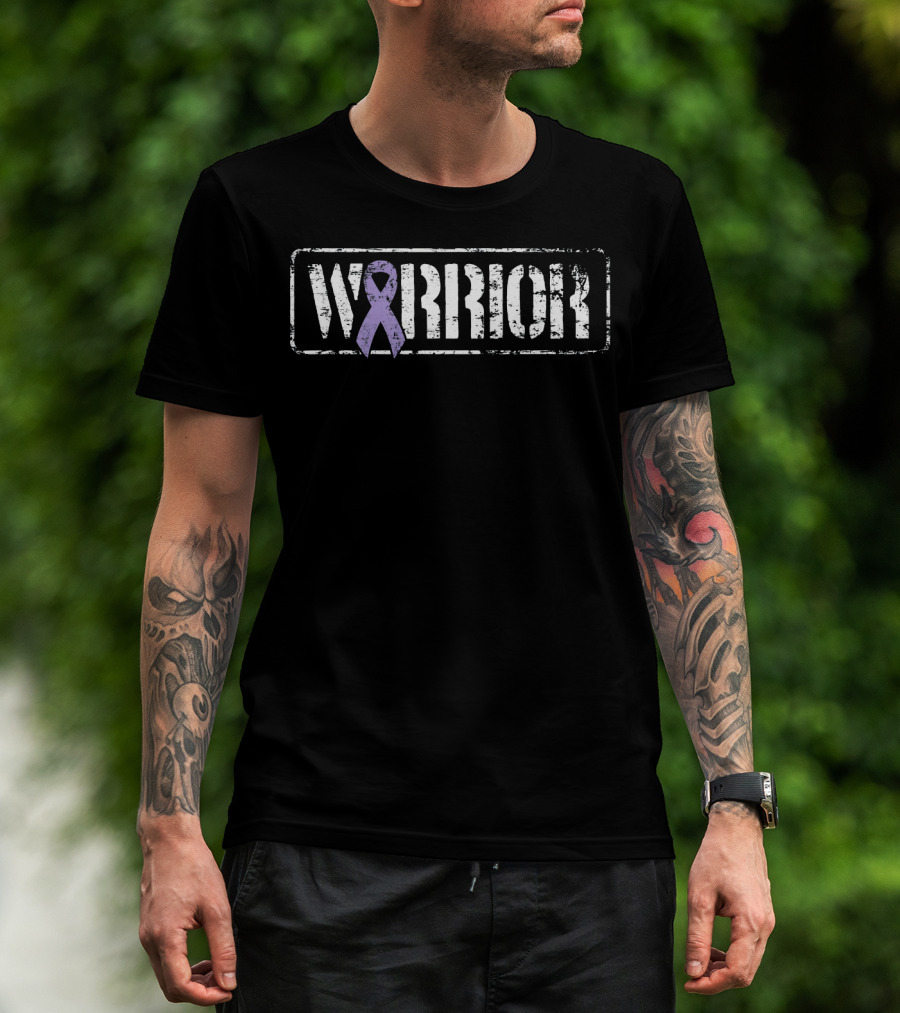 Warrior Purple Ribbon Testicular Cancer Awareness T-Shirt