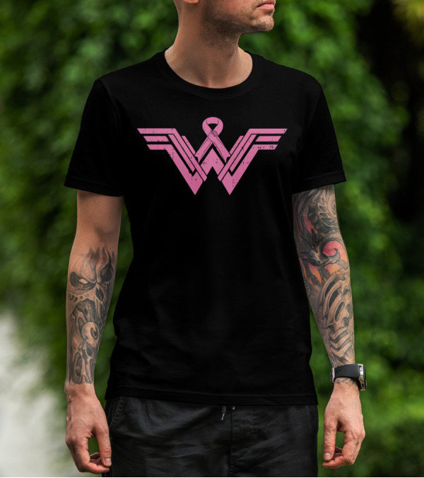 Wonder Woman Pink Ribbon Breast Cancer Awareness T-Shirt