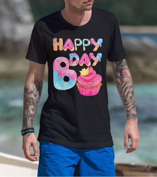 Happy Bday Cupcake Donut Themed Birthday T-Shirt