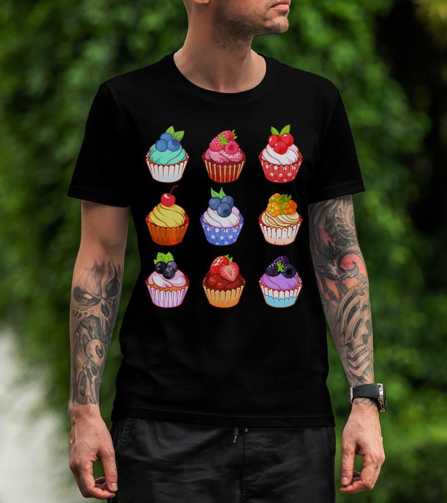 Yummy Cupcake Dessert Challenge Berry Toppings Collection T-Shirt