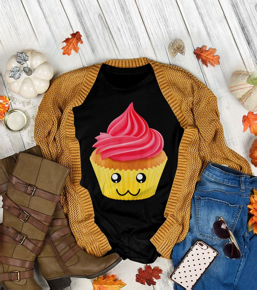 Kawaii Cupcake Lover Cute Muffin Face T-Shirt