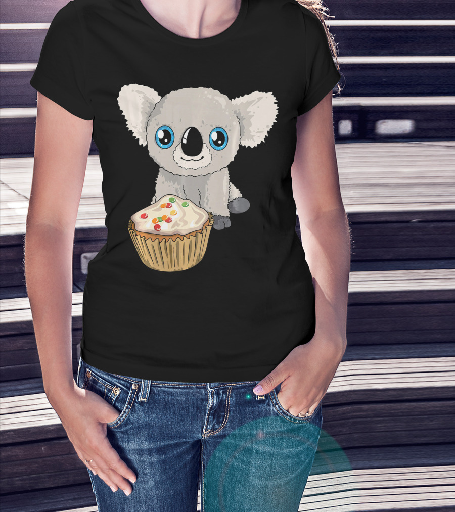 Cute Baby Koala With Cupcake Birthday T-Shirt