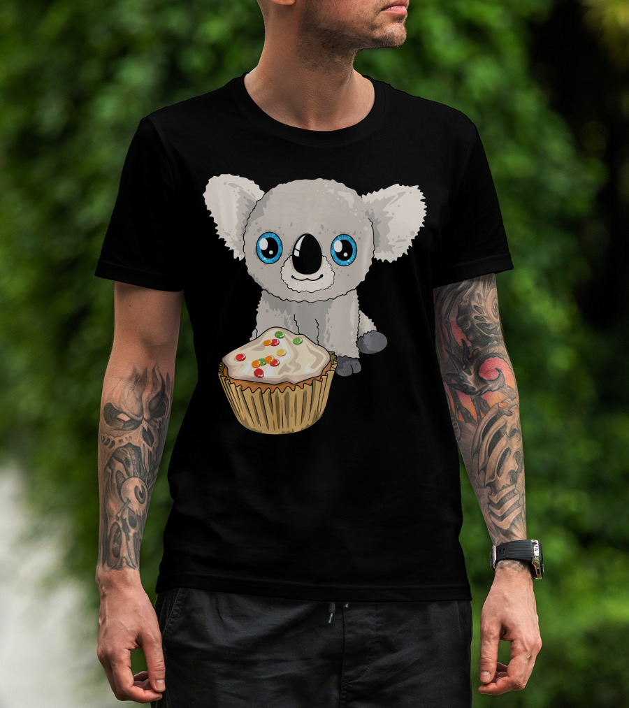 Cute Baby Koala With Cupcake Birthday T-Shirt