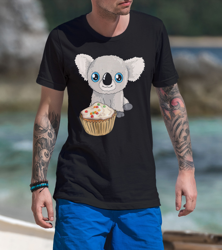 Cute Baby Koala With Cupcake Birthday T-Shirt