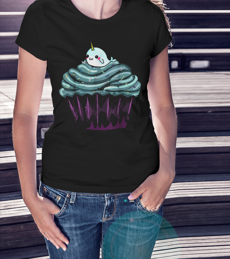 Narwhal Cupcake Cute Blue Icing Dessert T-Shirt