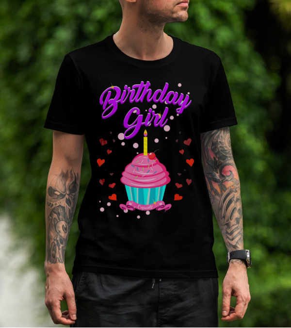 Birthday Girl Cupcake With Heart And Candle T-Shirt