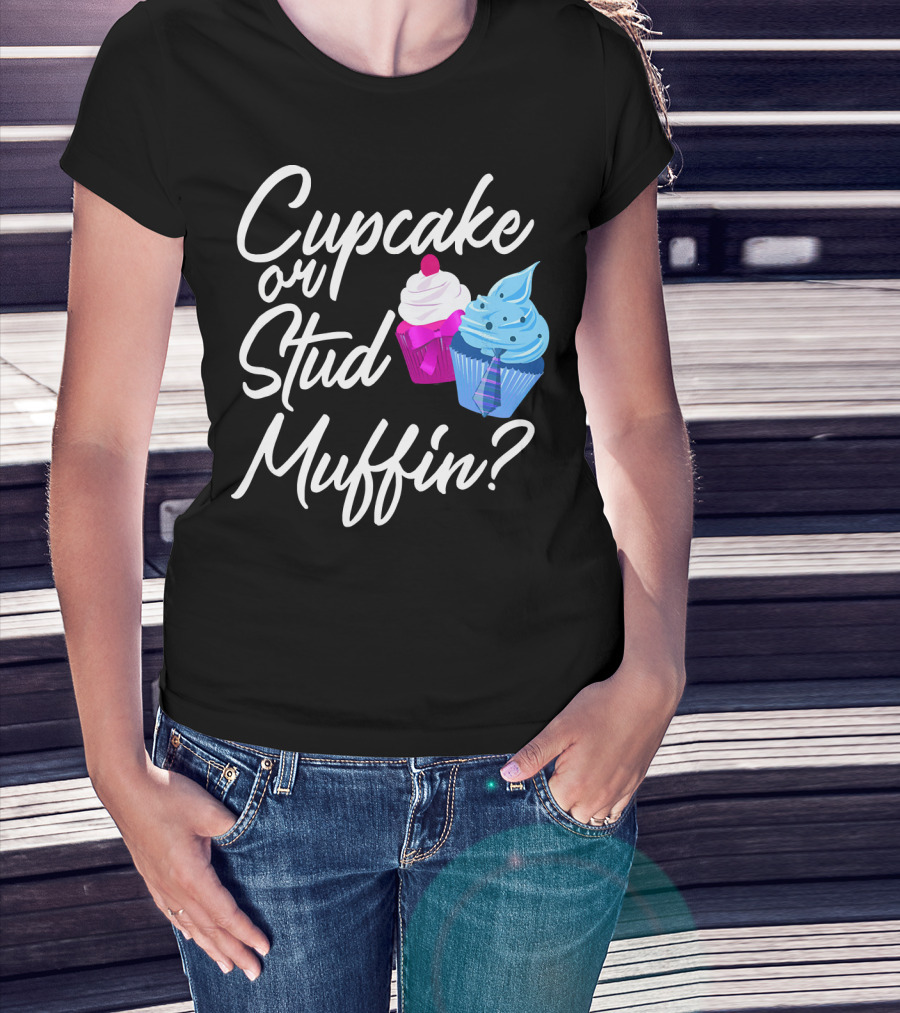 Cupcake Or Stud Muffin Gender Reveal Boy T-Shirt