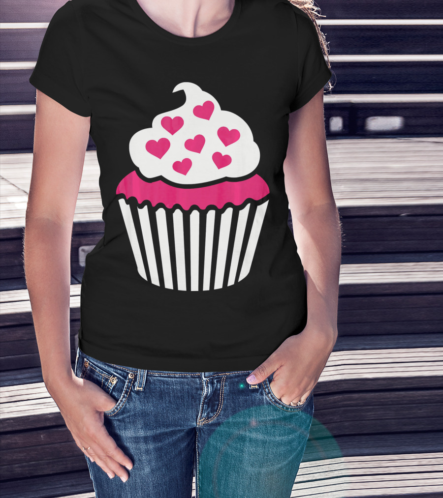 Cupcake With Pink Hearts T-Shirt
