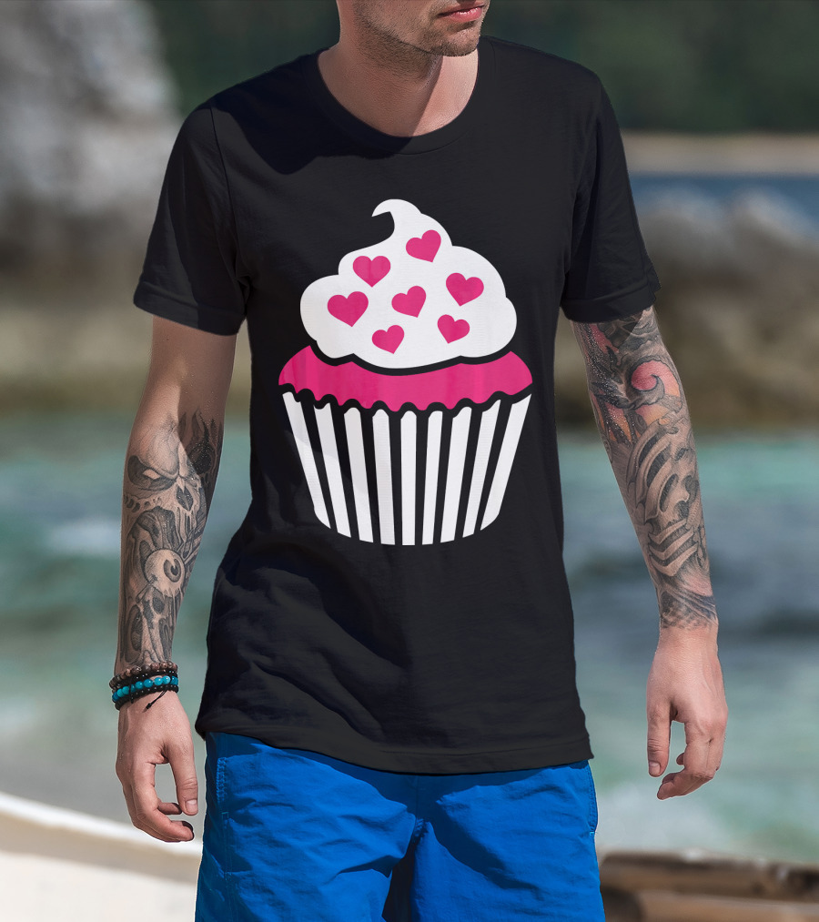 Cupcake With Pink Hearts T-Shirt