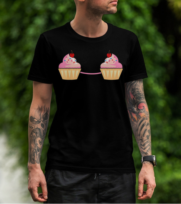 Cupcake Bra Costume Cute Food With Pink Frosting And Cherry On Top T-Shirt