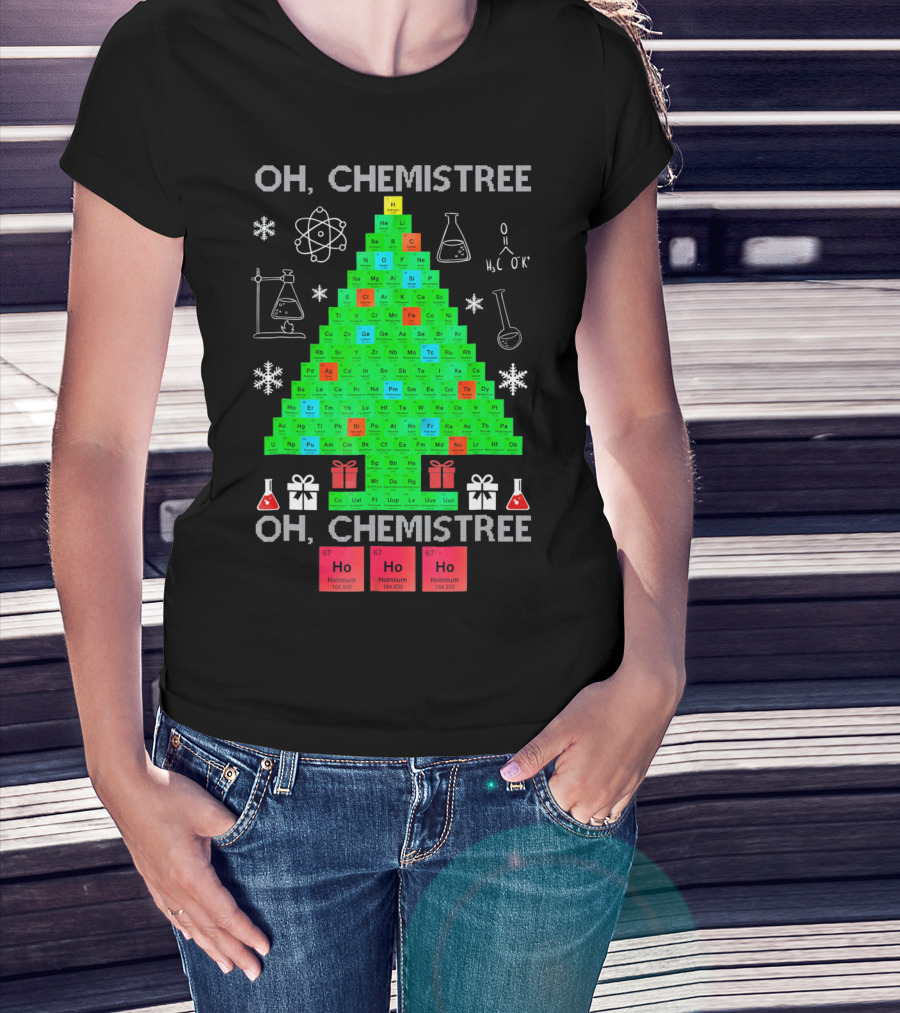 Oh Chemistree Periodic Table Christmas Humor Chemistry T-Shirt