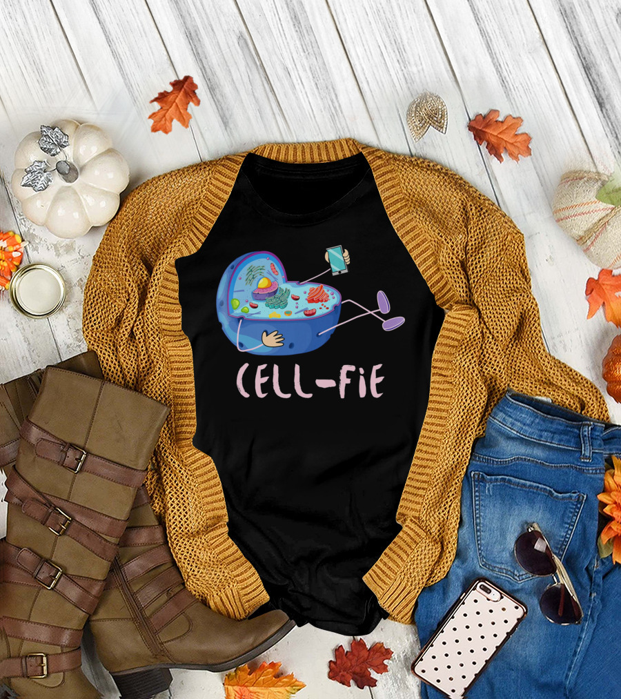 Cell Fie Funny Science Biology Teacher Cell Phone Concept T-Shirt