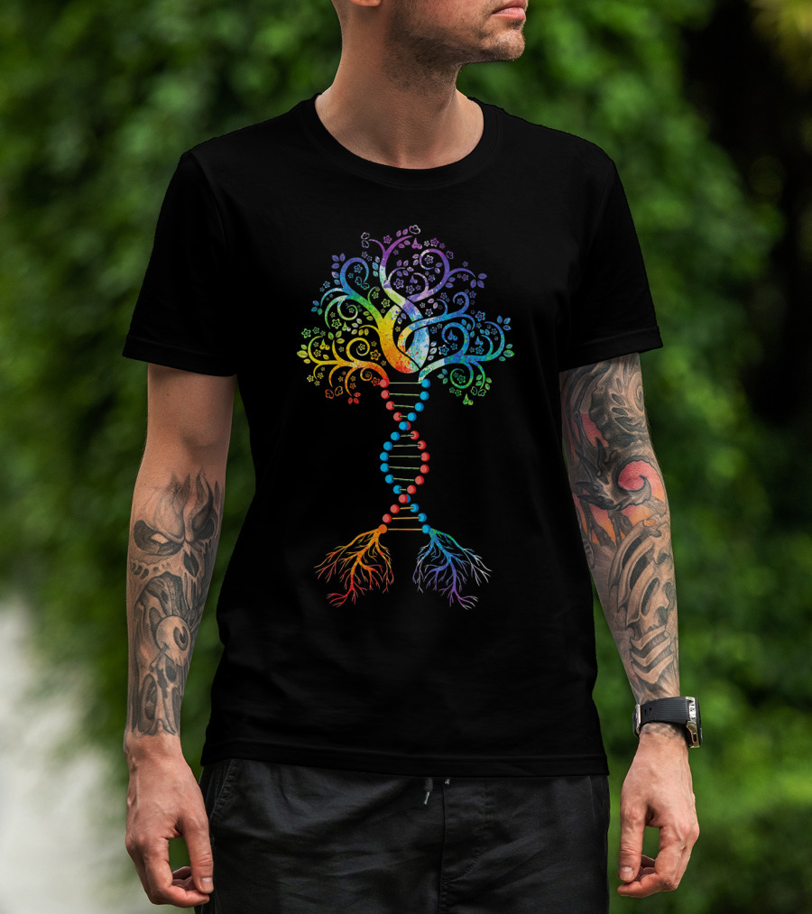 DNA Tree Of Life Genetics Colorful Biology Nature Connection T-Shirt