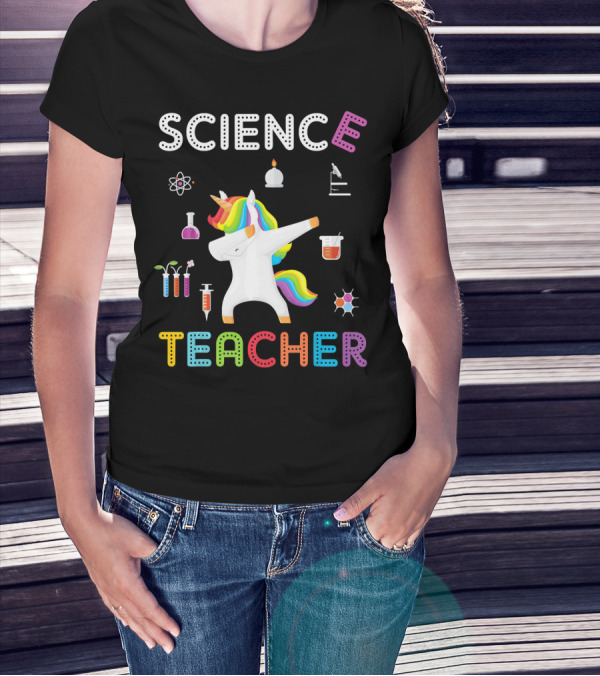 Science Teacher Dabbing Unicorn Chemistry Physics Elements T-Shirt