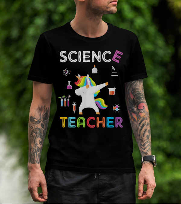 Science Teacher Dabbing Unicorn Chemistry Physics Elements T-Shirt